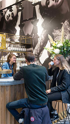 Philips lighting illuminates the coffee bar at the SuperTrash store in Amsterdam